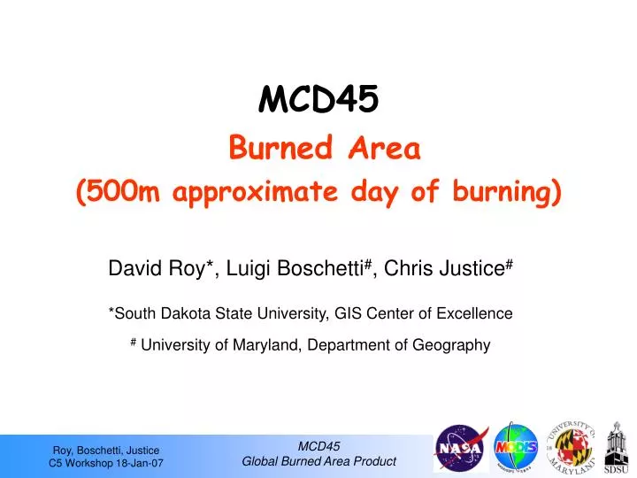 mcd45 burned area 500m approximate day of burning