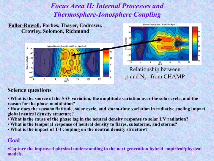 focus area ii internal processes and thermosphere ionosphere coupling