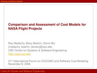 Comparison and Assessment of Cost Models for NASA Flight Projects