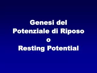 Genesi del Potenziale di Riposo o Resting Potential