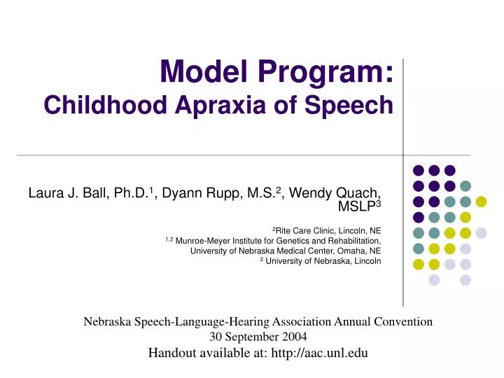 model program childhood apraxia of speech
