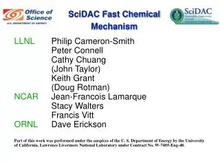 SciDAC Fast Chemical Mechanism