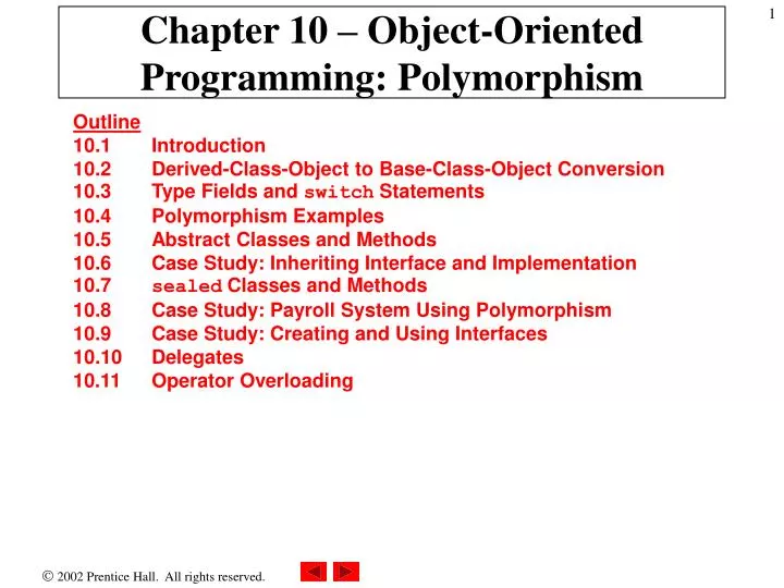 chapter 10 object oriented programming polymorphism