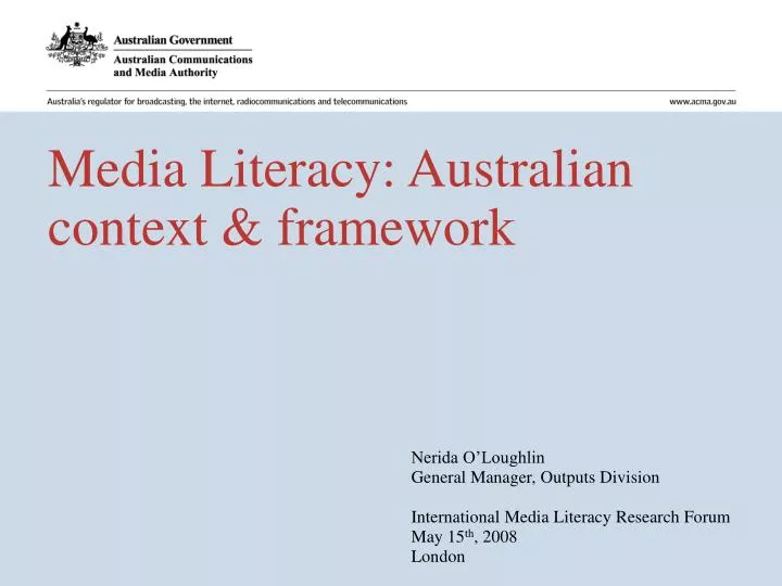 media literacy australian context framework