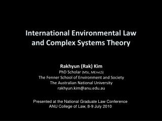 International Environmental Law and Complex Systems Theory