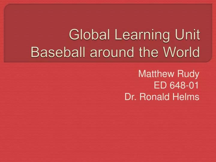 global learning unit baseball around the world