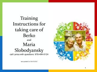 Berko & Maria's Personal Care Training Instructions