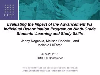 Evaluating the Impact of the Advancement Via Individual Determination Program on Ninth-Grade Students' Learning and Stud