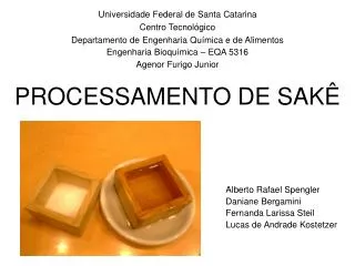 Universidade Federal de Santa Catarina Centro Tecnológico Departamento de Engenharia Química e de Alimentos Engenharia B