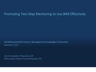 Promoting Two-Way Mentoring to Use BIM Effectively