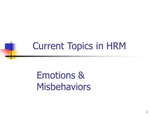 Current Topics in HRM