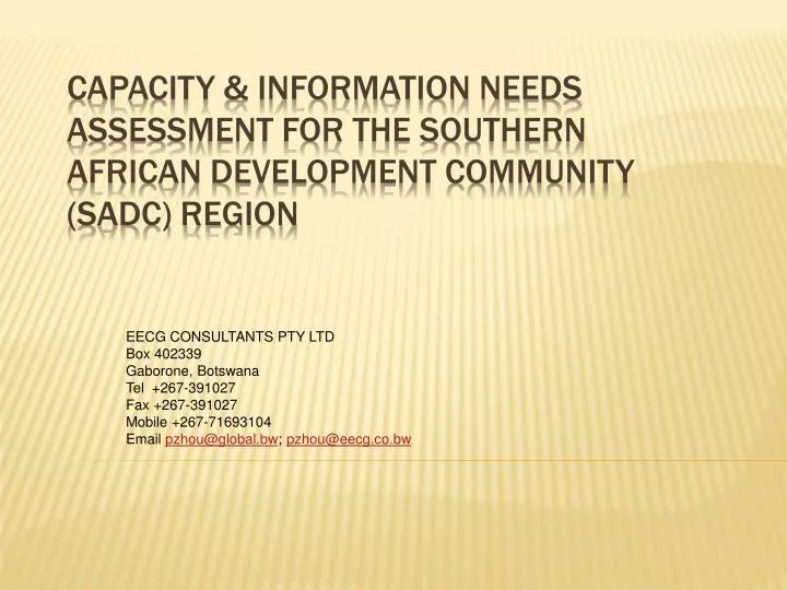 capacity information needs assessment for the southern african development community sadc region