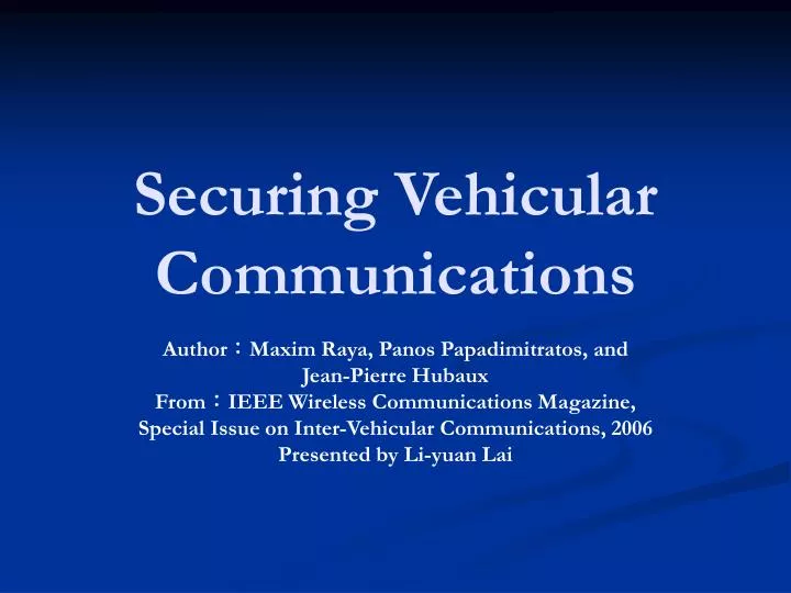 securing vehicular communications