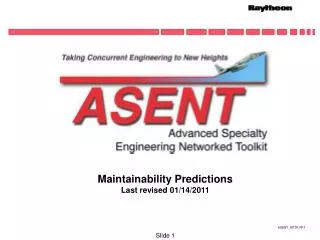 Maintainability Predictions Last revised 01/14/2011
