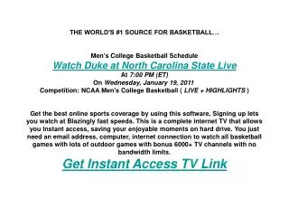 Duke at North Carolina State live streaming | Men's College