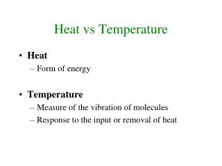 Heat vs Temperature