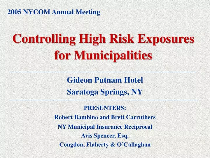 controlling high risk exposures for municipalities