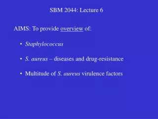 SBM 2044: Lecture 6
