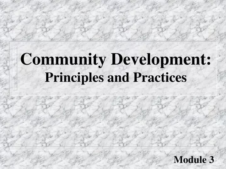 community development principles and practices