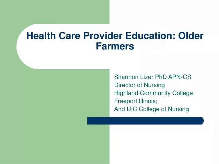 health care provider education older farmers