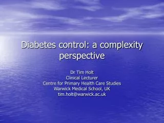 Diabetes control: a complexity perspective