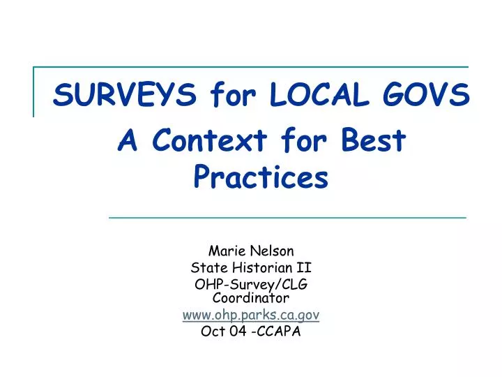 surveys for local govs a context for best practices