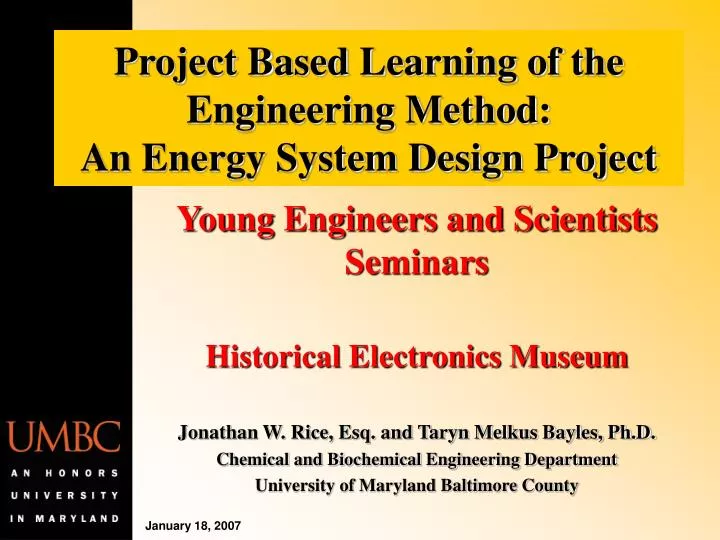 project based learning of the engineering method an energy system design project