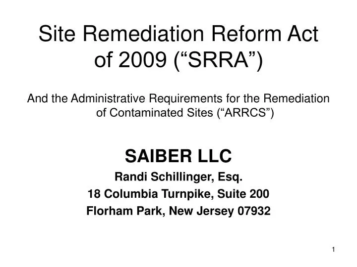 site remediation reform act of 2009 srra