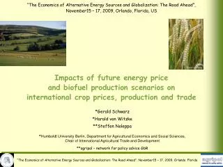 Impacts of future energy price and biofuel production scenarios on international crop prices, production and trade