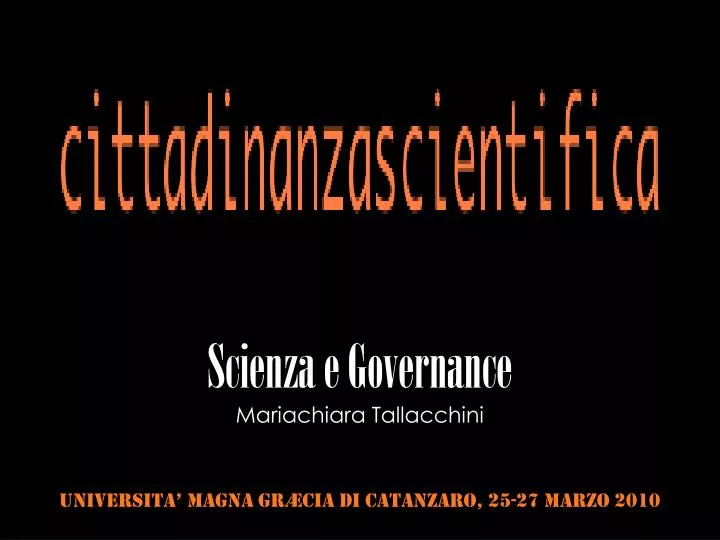 scienza e governance mariachiara tallacchini