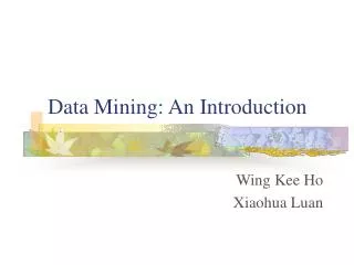 Data Mining: An Introduction