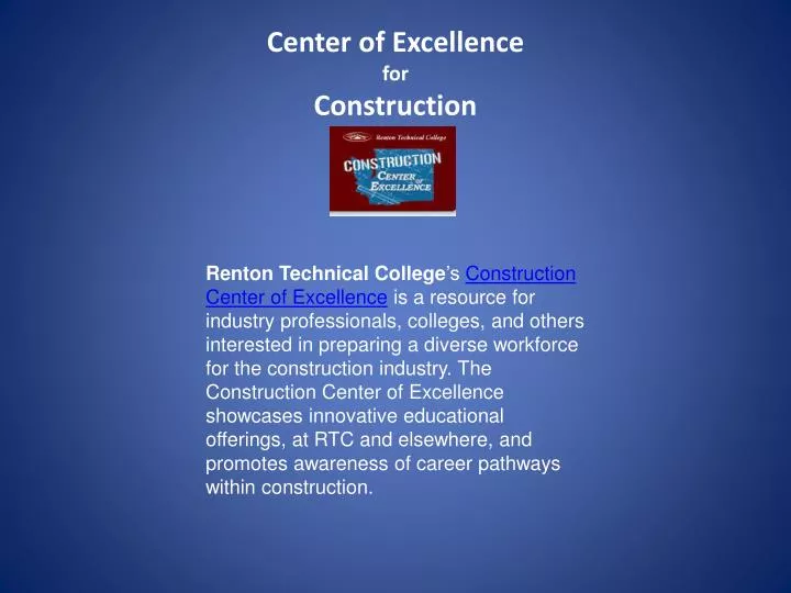 center of excellence for construction