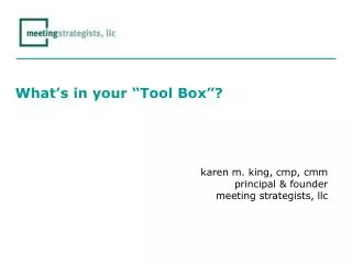 What’s in your “Tool Box”?