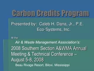 Carbon Credits Program