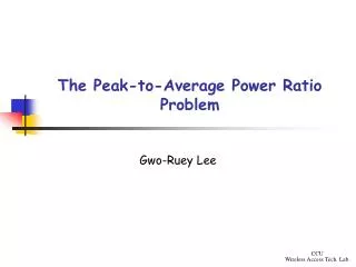 The Peak-to-Average Power Ratio Problem