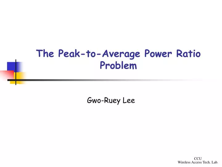 the peak to average power ratio problem