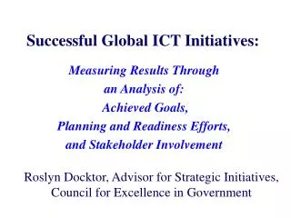 Successful Global ICT Initiatives:
