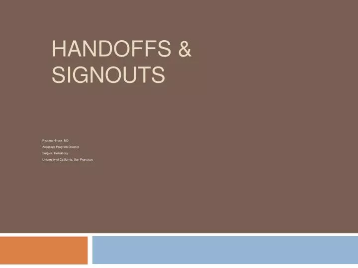 handoffs signouts