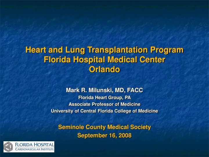 heart and lung transplantation program florida hospital medical center orlando