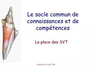 Le socle commun de connaissances et de compétences