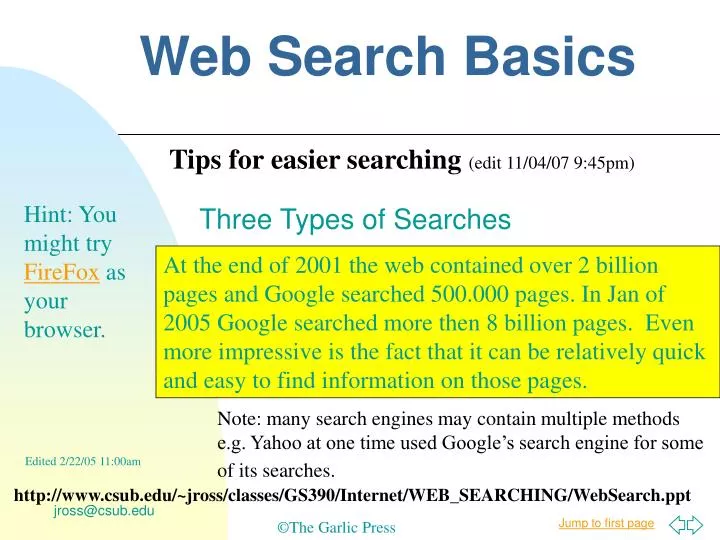 web search basics