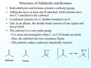 Structures of Aldehydes and Ketones