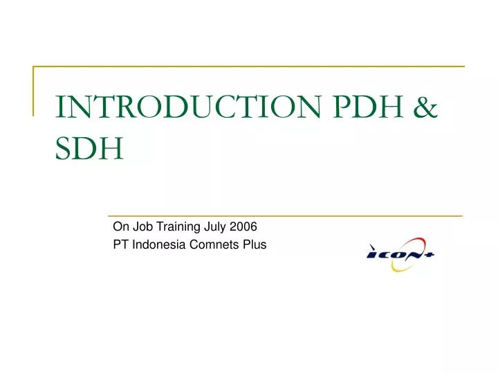 introduction pdh sdh