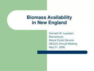 Biomass Availability in New England