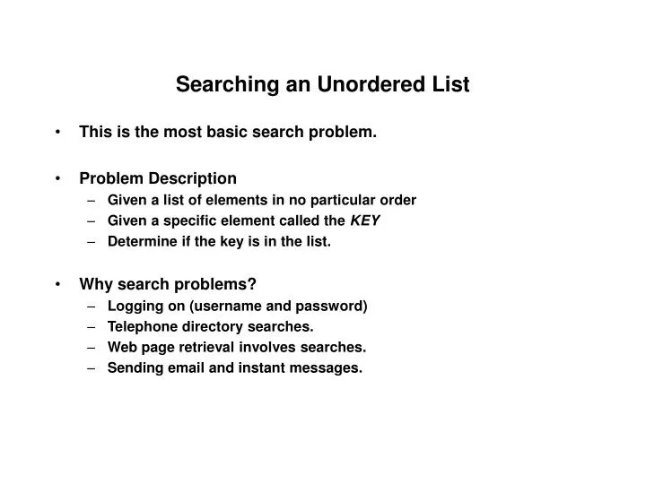 searching an unordered list