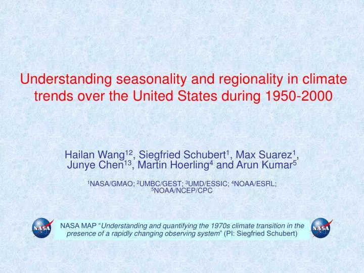 understanding seasonality and regionality in climate trends over the united states during 1950 2000