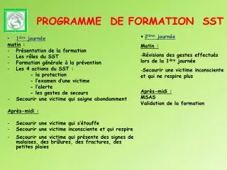 PROGRAMME DE FORMATION SST