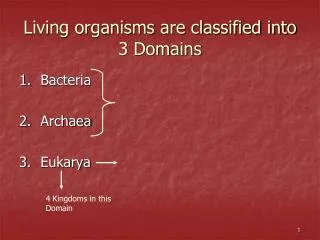 Living organisms are classified into 3 Domains