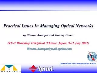 Practical Issues In Managing Optical Networks by Wesam Alanqar and Tammy Ferris