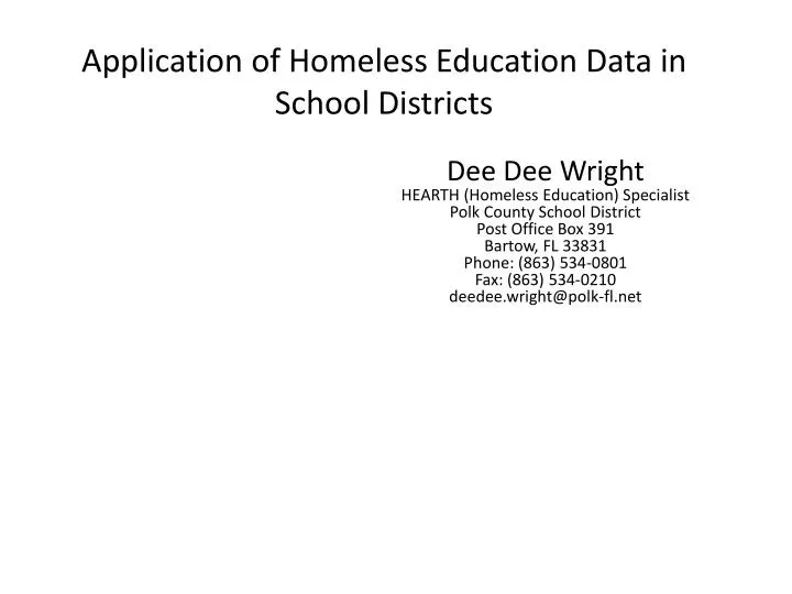 application of homeless education data in school districts